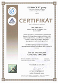 Certifikát kvality dle ČSN EN ISO 9001:2009 a 14001:2005