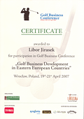 Certifikát Golf Business Conference